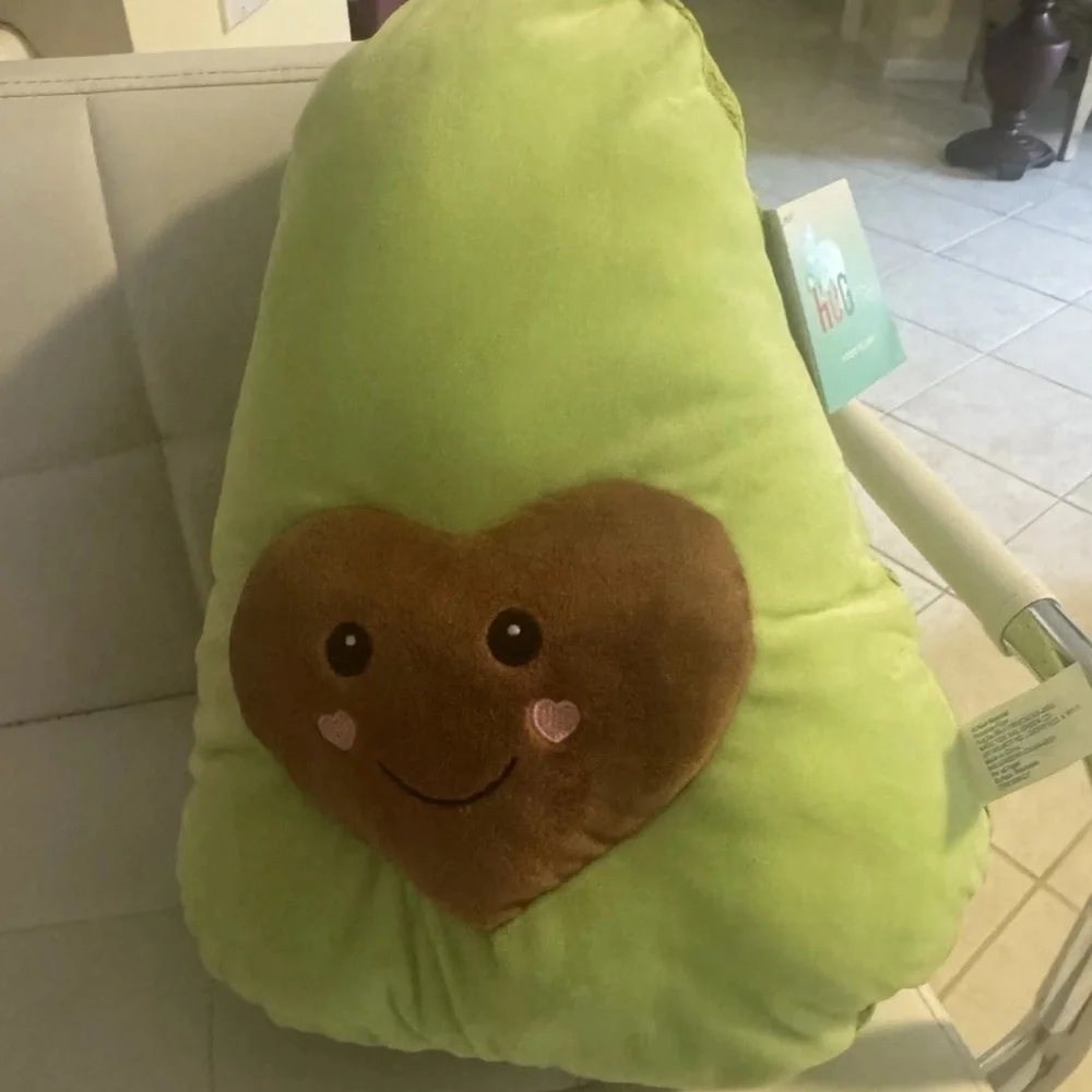 Plush Avocado Heart Throw Pillow - Green 16 inches HUGE ME MWT